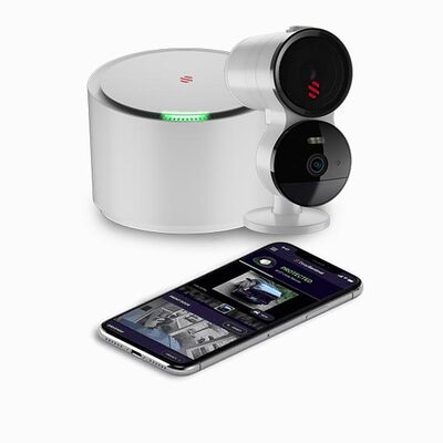 The data from Deep Sentinel Home Security camera can be accessed on a smartphone.