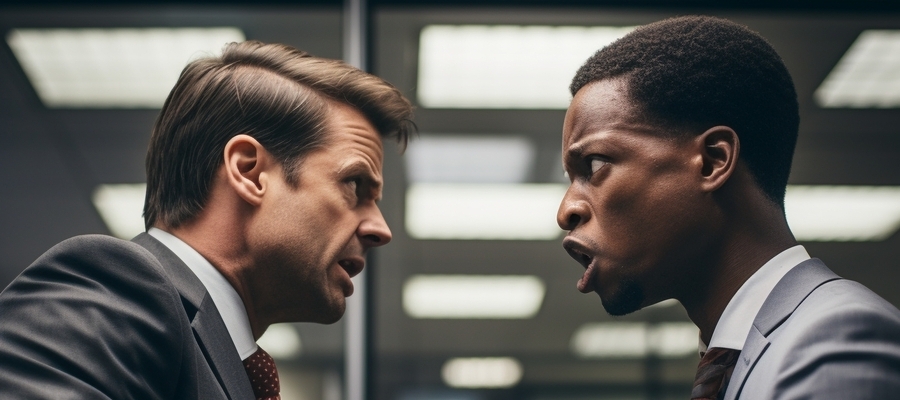 Business executives arguing about CIO artificial intelligence strategy.