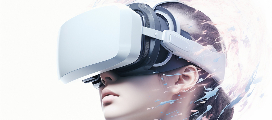 A person using emerging technologies of augmented and virtual reality.