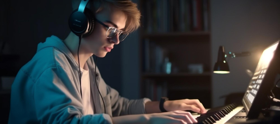 A young learner on a laptop gong through a course about how to get into web3