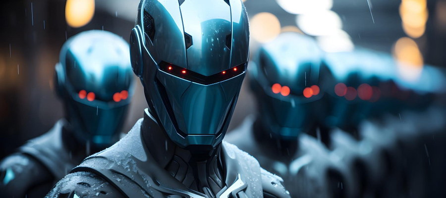 Programmed robots that can be used for defending systems against adversarial AI attacks.