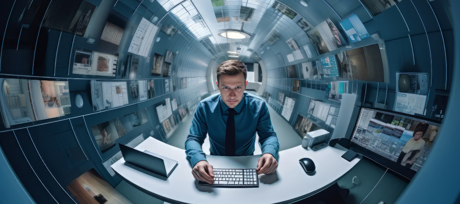 A man surrounded by a private cloud environment.