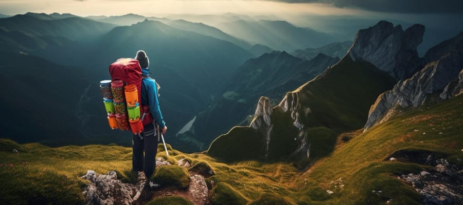 An explorer in mountainous terrain is symbolizing data exploration on IBM Cloud vs AWS.