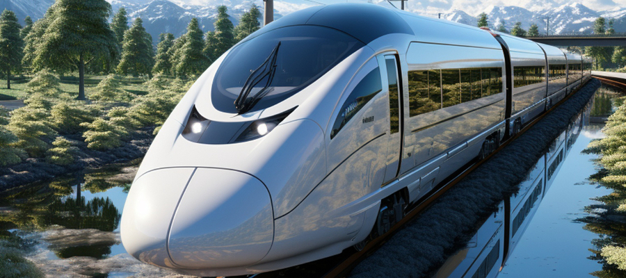 A modern train benefiting from Quantum AI.