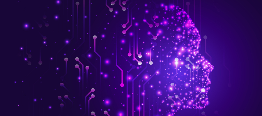 Illustration of female face combined with data in Generative AI and Cybersecurity.