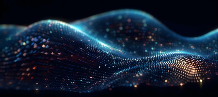 Data illustrated as a wave in quantum cryptography companies.