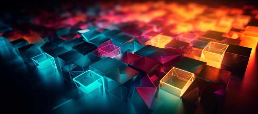 Colorful cubits representing cubits used in quantum computing.