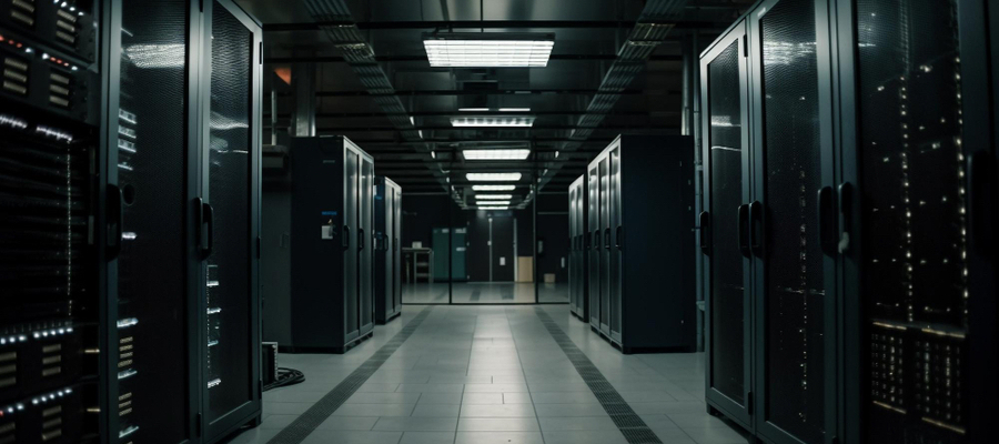 A typical server room used in server computing examples.