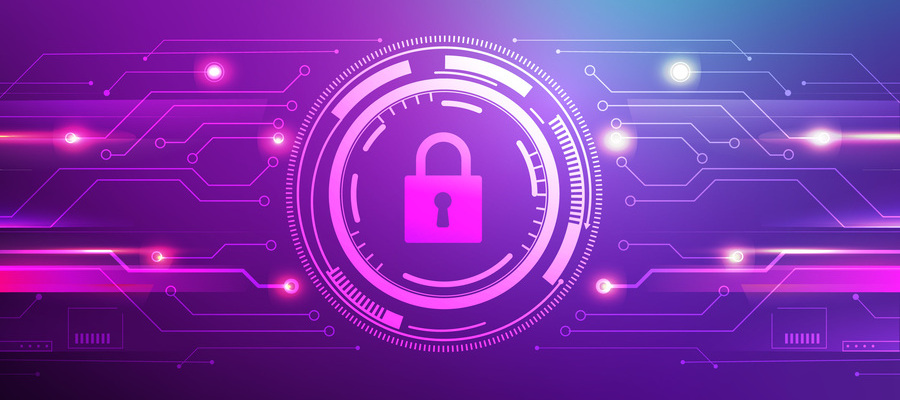 A cybersecurity concept illustration of a vault and padlock in zero trust pillars.