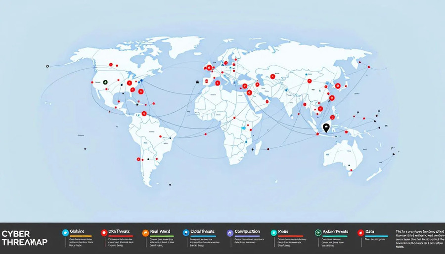 A global view of cyber threats represented on a threat map.