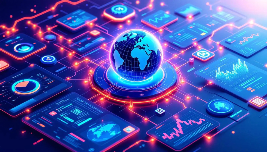 A futuristic representation of threat map technology and its advancements.